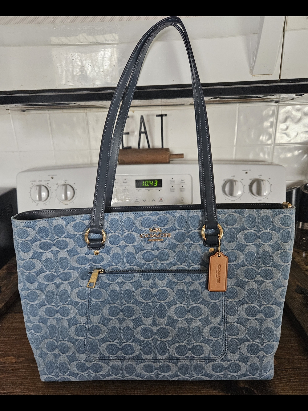 Coach Denim Signature Tote Bag in Blue